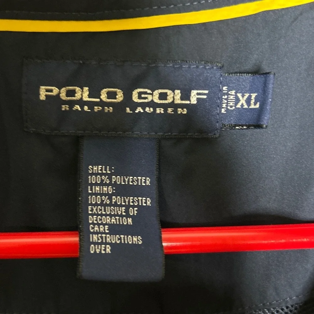 Polo Golf Ralph Lauren Vest Mens XL Navy Blue Vintage red pony horse Full Zip